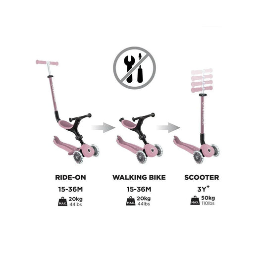 Globber Go Up Active Lights Eco Scooter - Berry