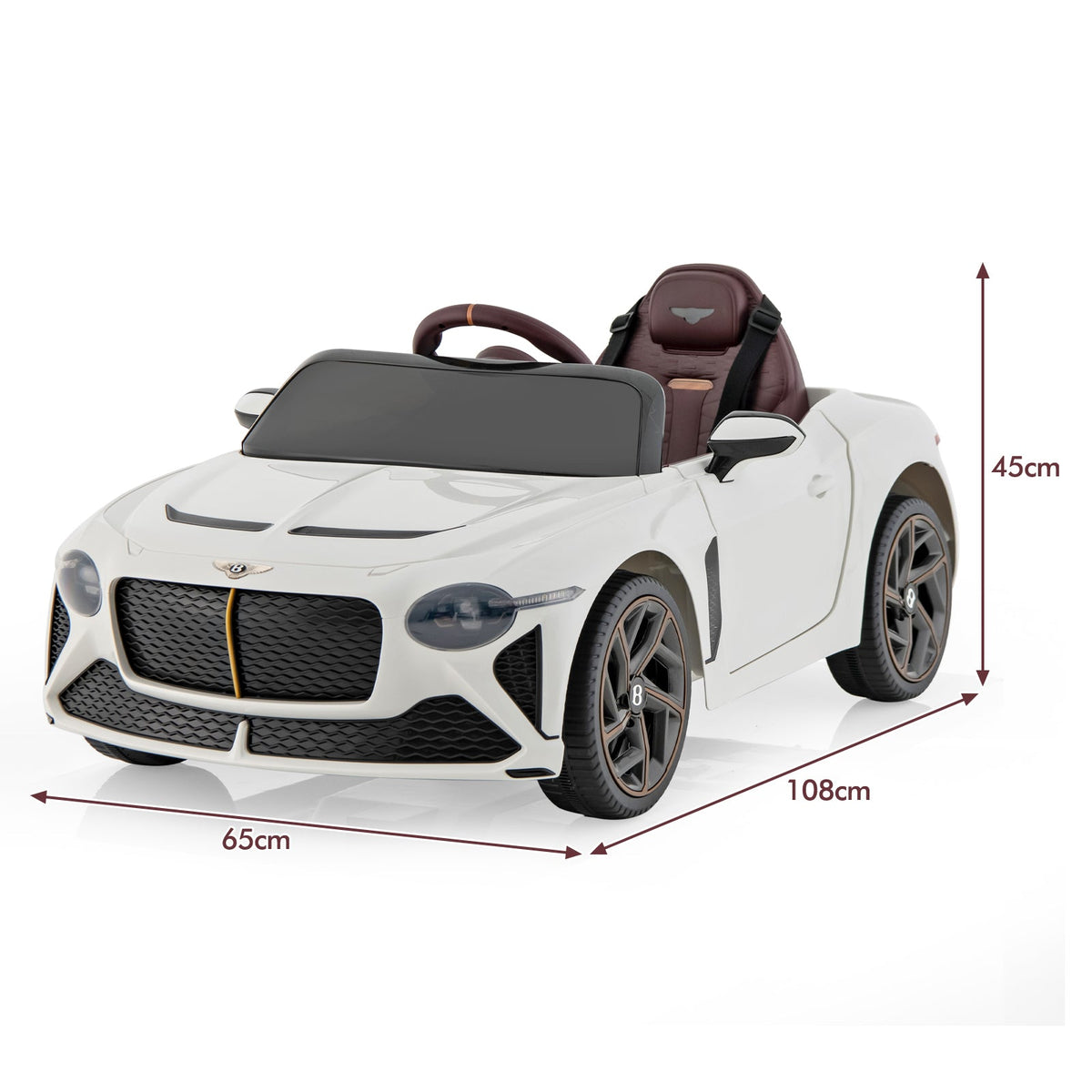 12V Licensed Bentley Bacalar Kids Ride On Car with Scissor Doors and Lights-White