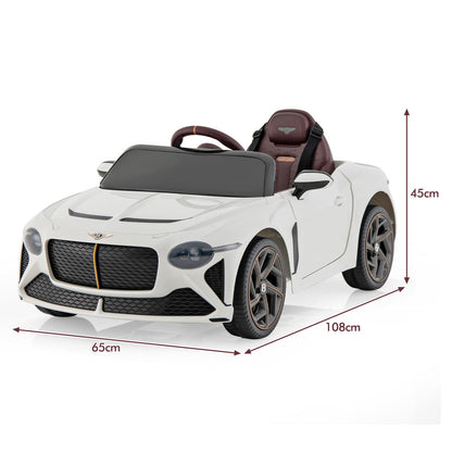 12V Licensed Bentley Bacalar Kids Ride On Car with Scissor Doors and Lights-White
