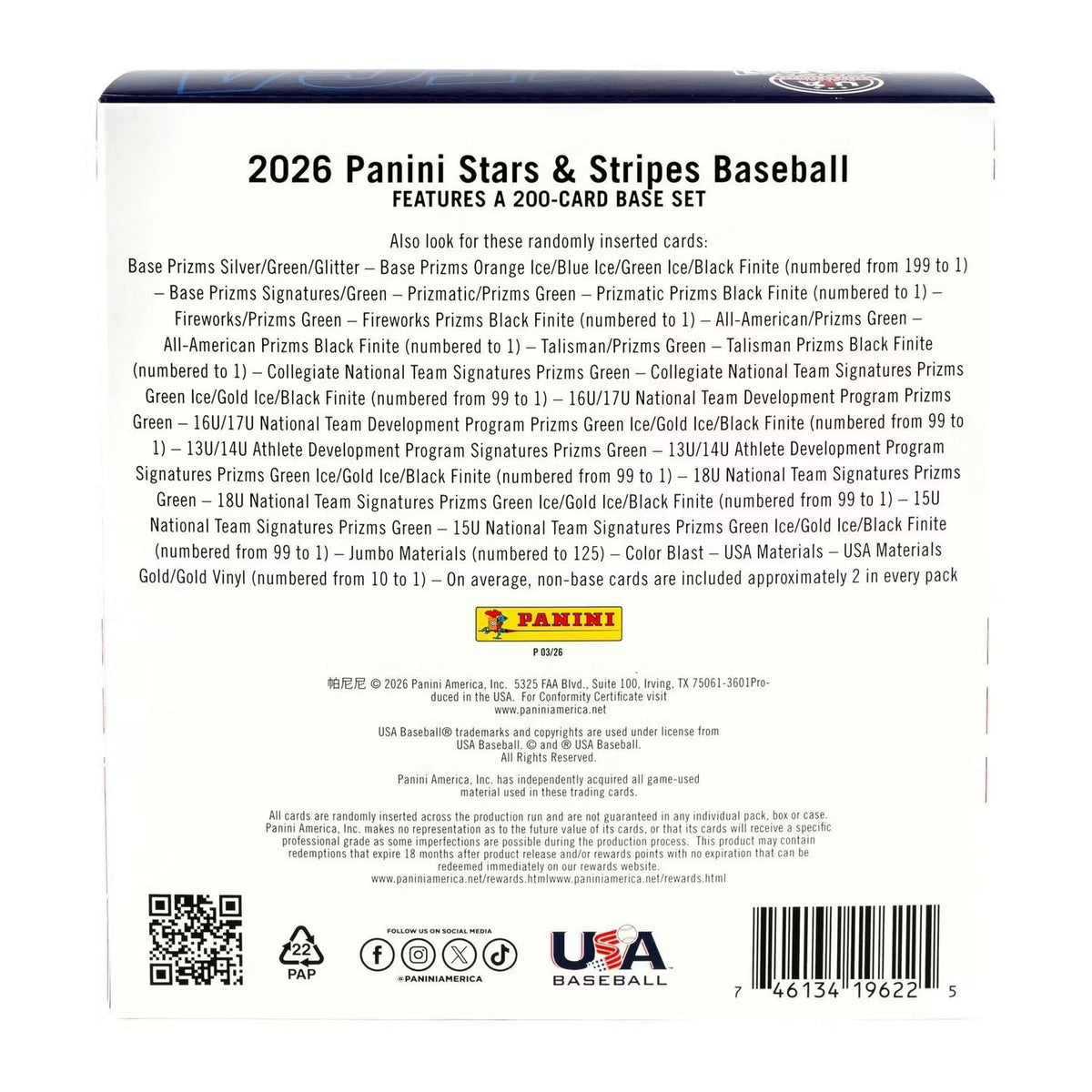 2026 Panini Stars & Stripes Prizm Baseball Mega Box