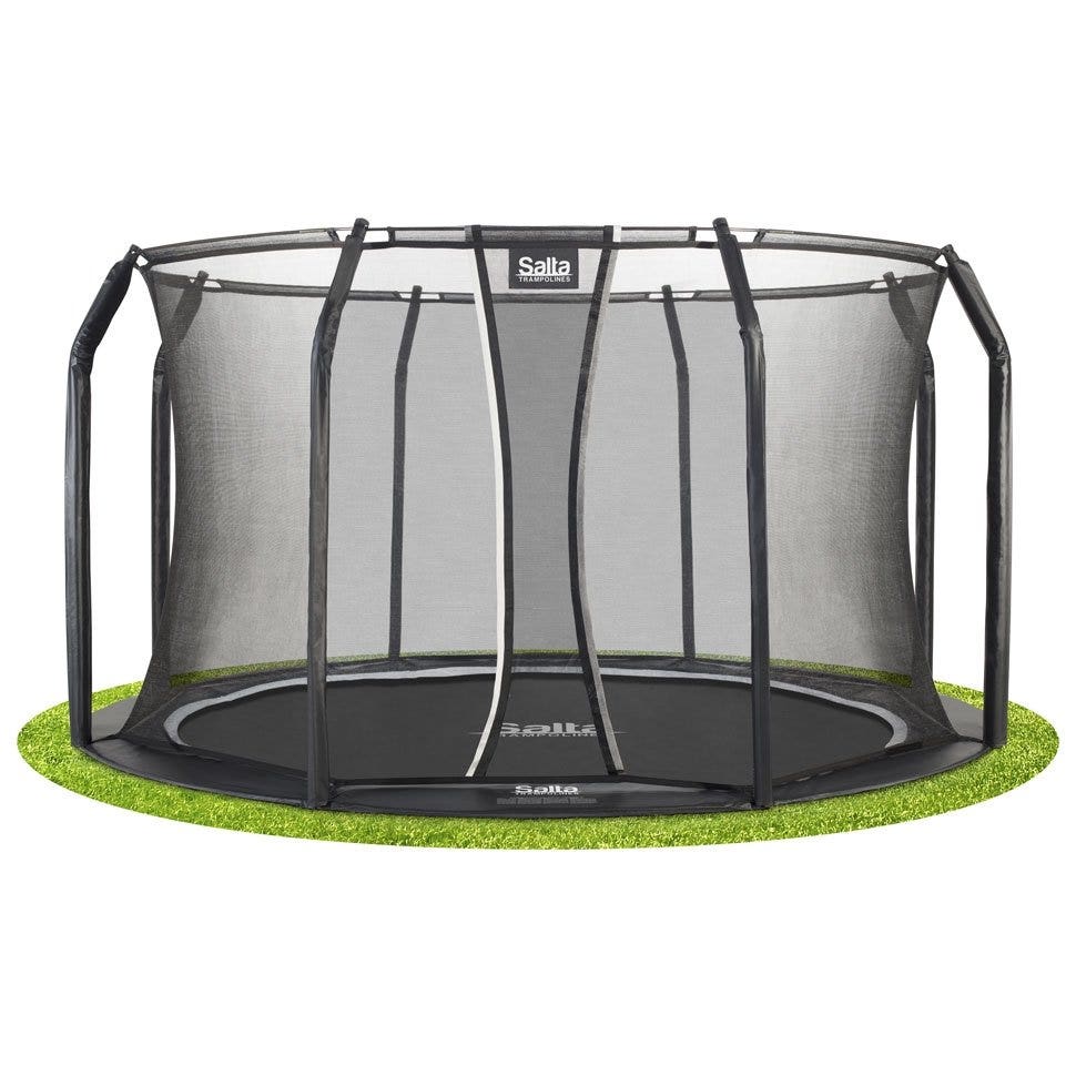 12ft Salta Royal Baseground Black Round Trampoline with Enclosure