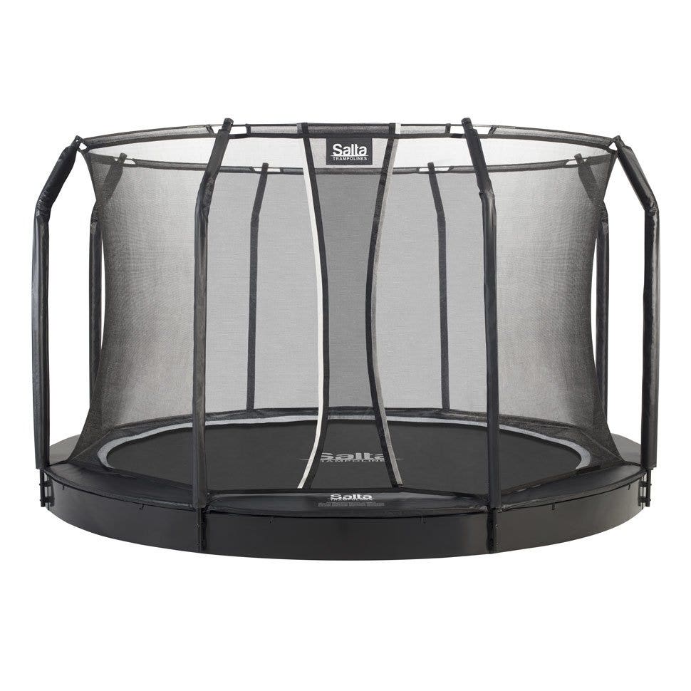 12ft Salta Royal Baseground Black Round Trampoline with Enclosure