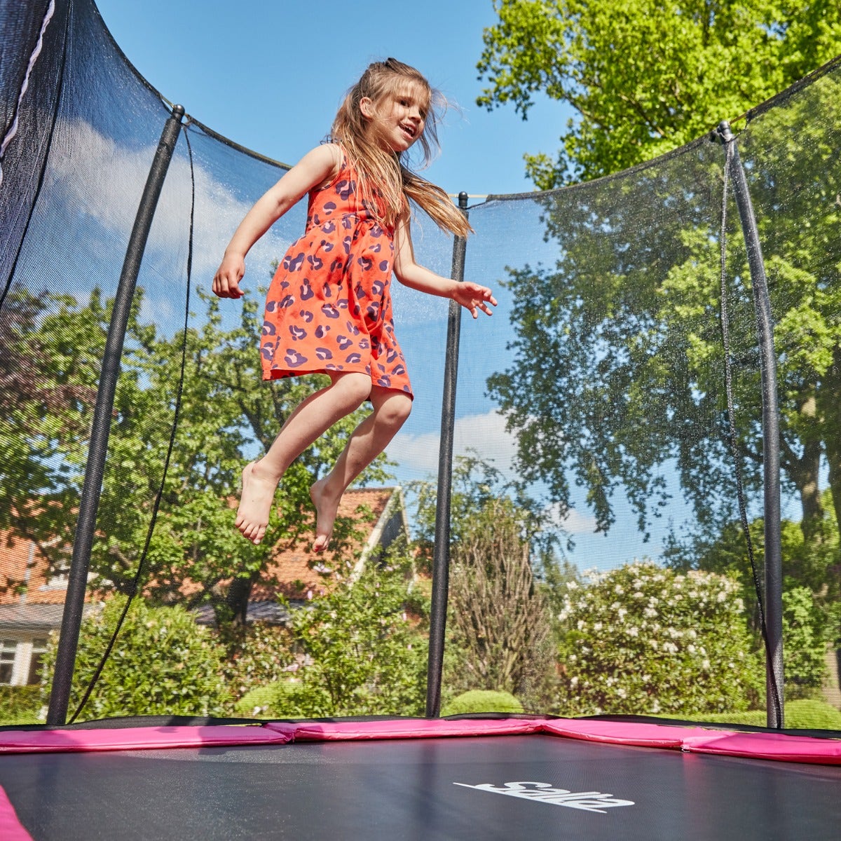 7ft x 5ft Salta Pink Rectangular Comfort Edition Trampoline with Enclosure