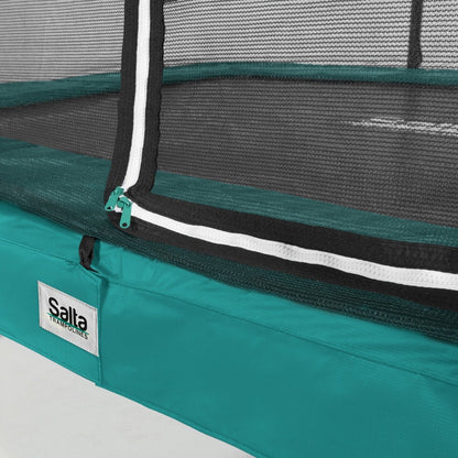 12ft x 8ft Salta Green Rectangular Comfort Edition Trampoline with Enclosure