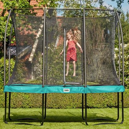 12ft x 8ft Salta Green Rectangular Comfort Edition Trampoline with Enclosure