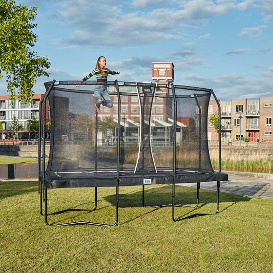10ft x 7ft Salta Black Rectangular Premium Edition Trampoline with Enclosure