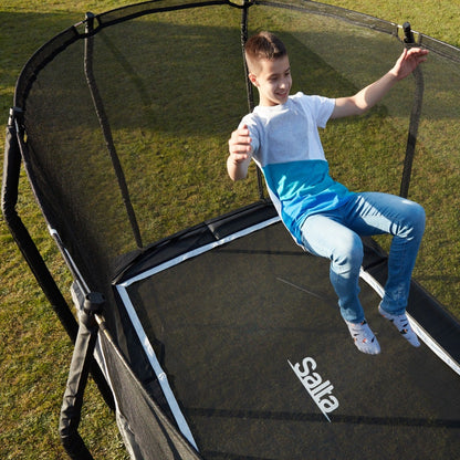 10ft x 7ft Salta Black Rectangular Premium Edition Trampoline with Enclosure