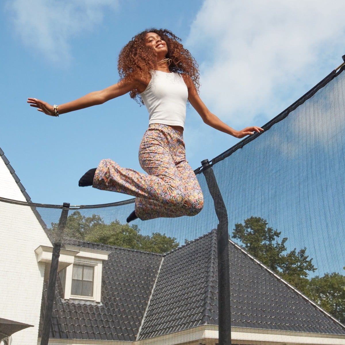 12ft x 7ft Salta Black Rectangular First Class Trampoline with Enclosure