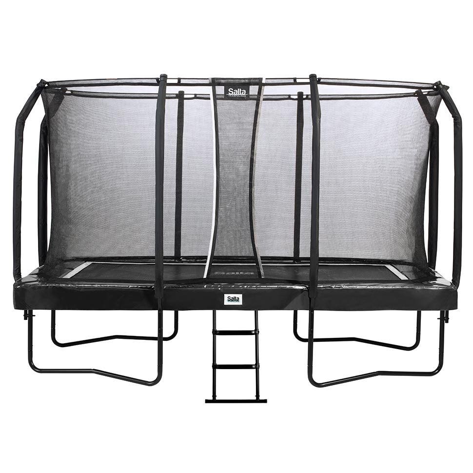 14ft x 8ft Salta Black Rectangular First Class Trampoline with Enclosure