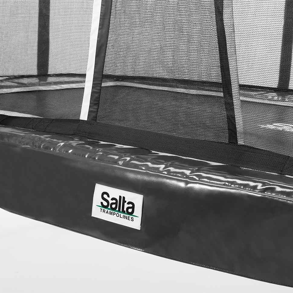 14ft x 8ft Salta Black Rectangular First Class Trampoline with Enclosure