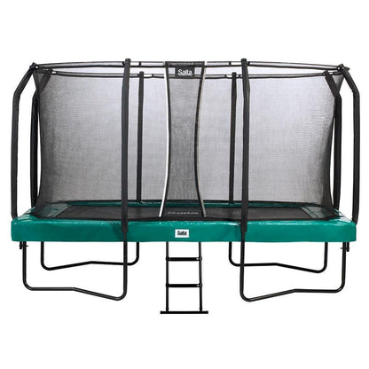 14ft x 8ft Salta Green Rectangular First Class Trampoline with Enclosure