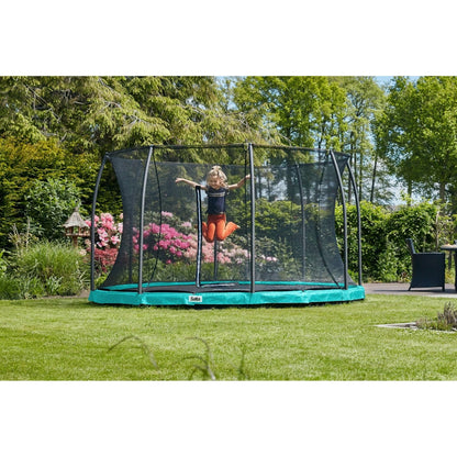 14ft Salta Green Comfort Edition InGround Round Trampoline with Enclosure
