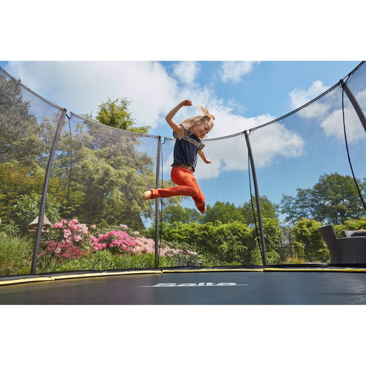 14ft Salta Black Comfort Edition InGround Round Trampoline with Enclosure