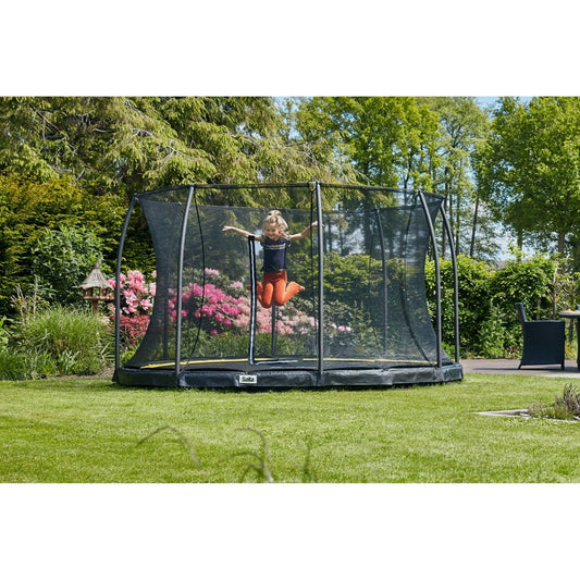 14ft Salta Black Comfort Edition InGround Round Trampoline with Enclosure