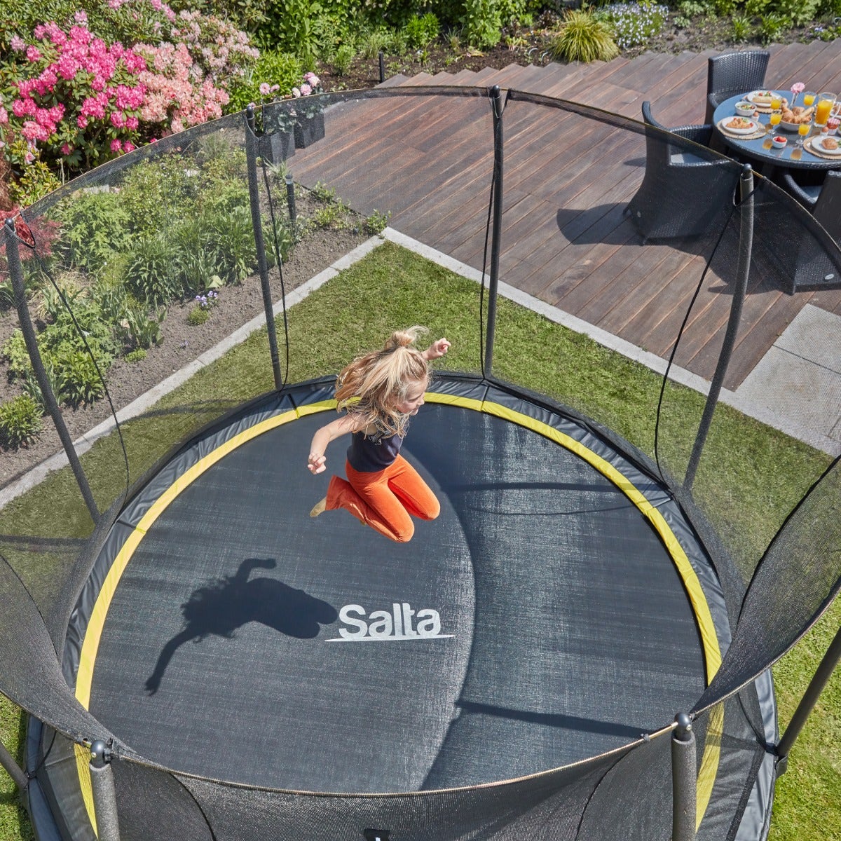 10ft Salta Black Comfort Edition InGround Round Trampoline with Enclosure