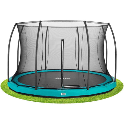 14ft Salta Green Comfort Edition InGround Round Trampoline with Enclosure