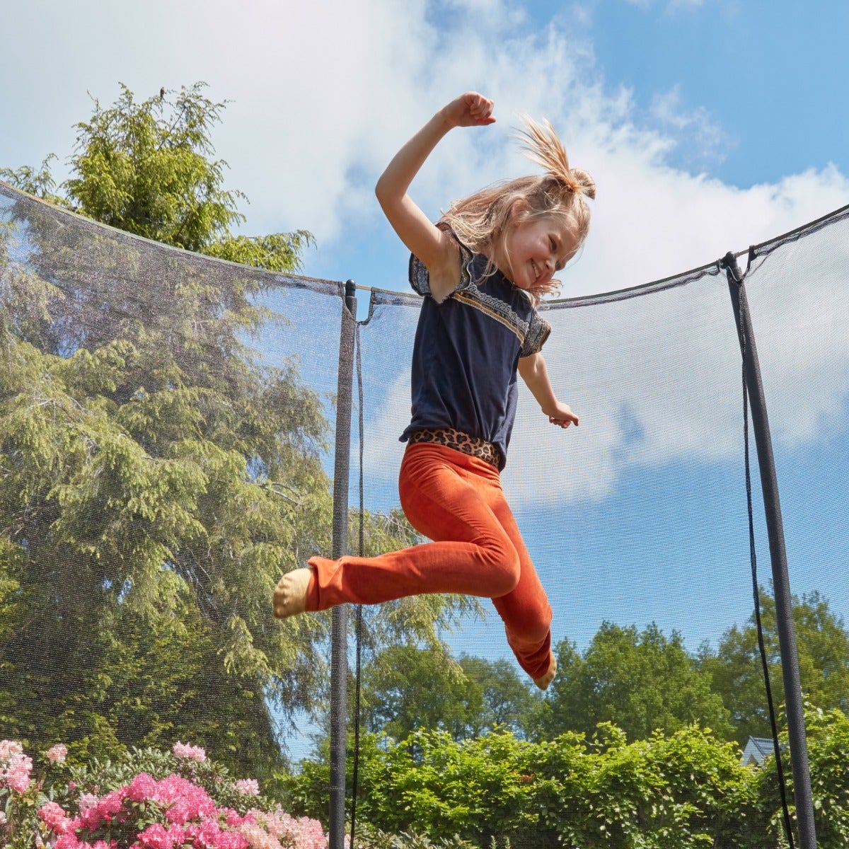 10ft x 7ft Salta Black Rectangular Comfort Edition Inground Trampoline with Enclosure