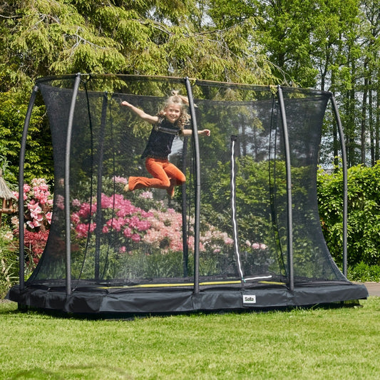 7ft x 5ft Salta Black Rectangular Comfort Edition Inground Trampoline with Enclosure