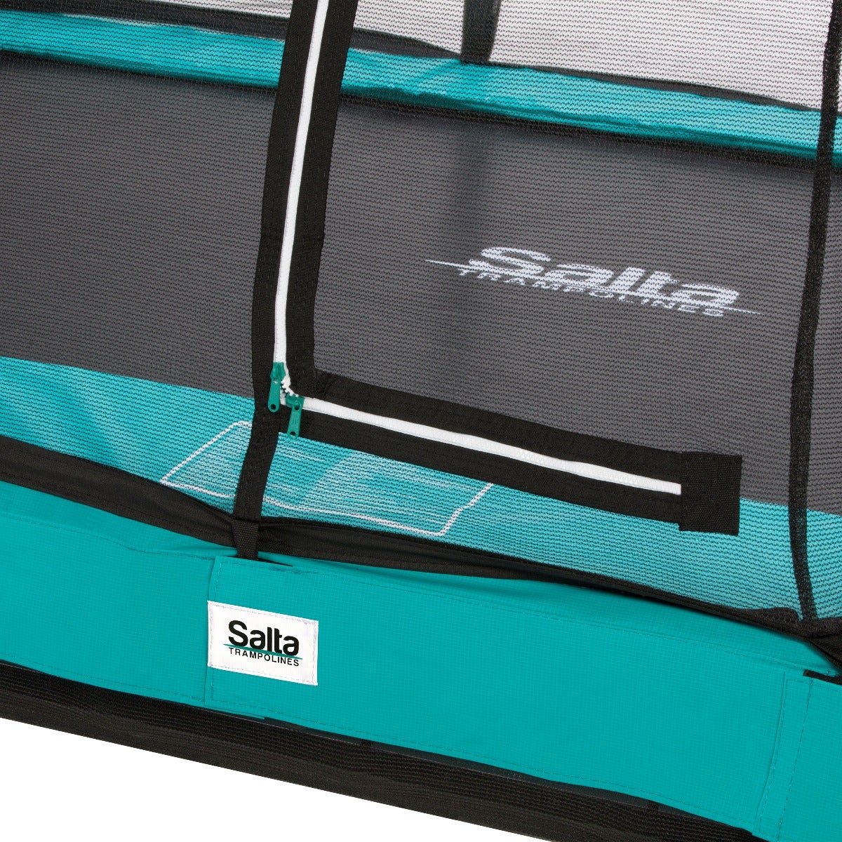 12ft x 8ft Salta Green Rectangular Comfort Edition Inground Trampoline with Enclosure