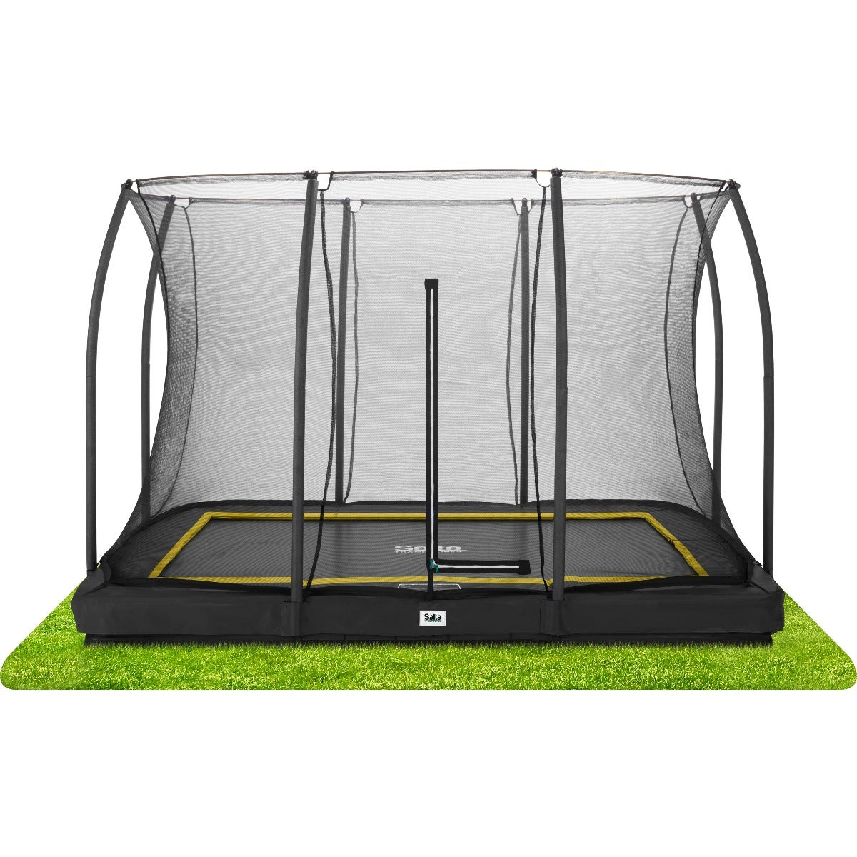 12ft x 8ft Salta Black Rectangular Comfort Edition Inground Trampoline with Enclosure
