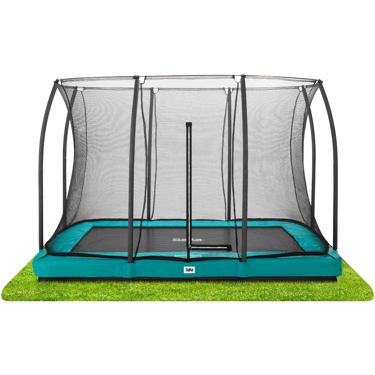 10ft x 7ft Salta Green Rectangular Comfort Edition Inground Trampoline with Enclosure