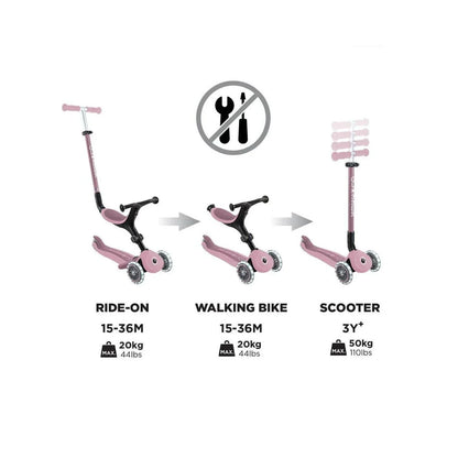 Globber Go Up Active Lights Eco Scooter - Berry