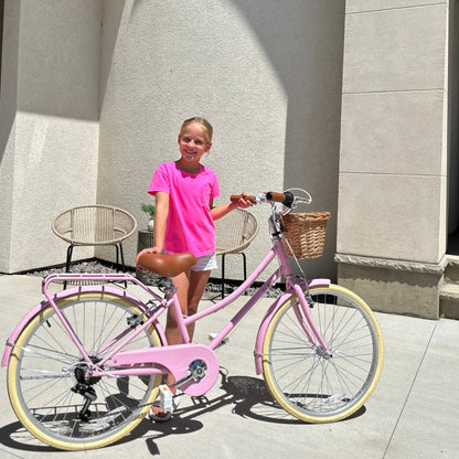 Glerc 20 Inch Beach Cruiser Hybrid Kids Bike with Rear Rack - Missy