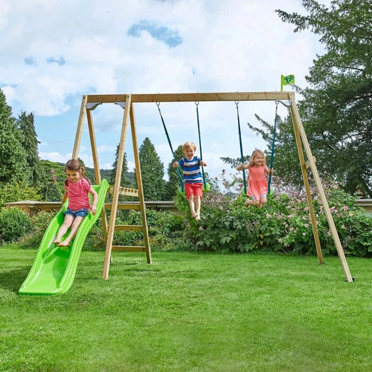 TP Forest Multiplay Wooden Double Swing Set & Slide