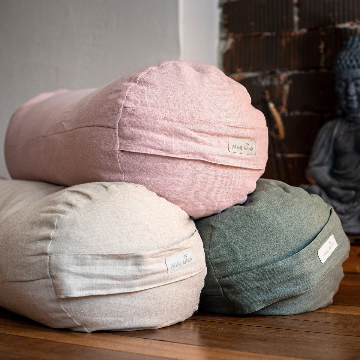 MINICAMP Yoga Bolster Meditation Cushion from 100% Linen in Natural Color