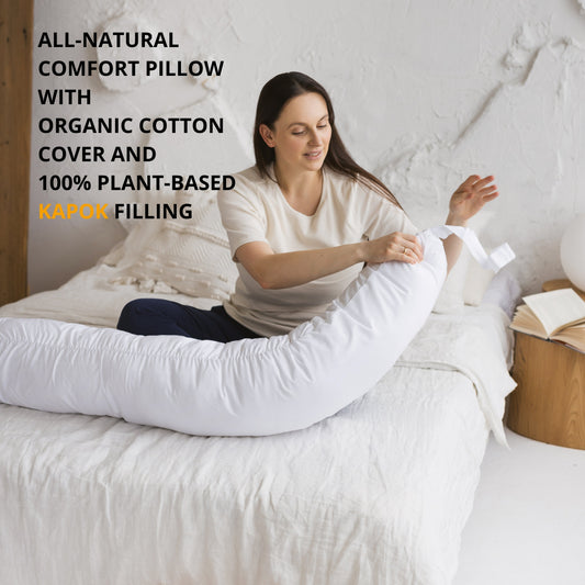 MINICAMP C-Shape Baby Feeding & Pregnancy Pillow with Organic White Cover | Kapok or PES Filling