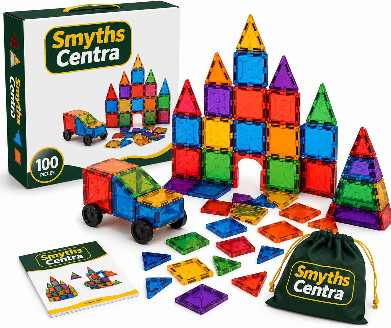 Smyths Centra 100-Piece Magnetic Building Tiles Set