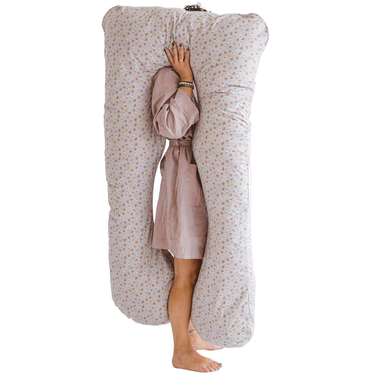 MINICAMP U-Shaped Pregnancy Pillow with Organic Cover in Grey | Kapok or PES Filling
