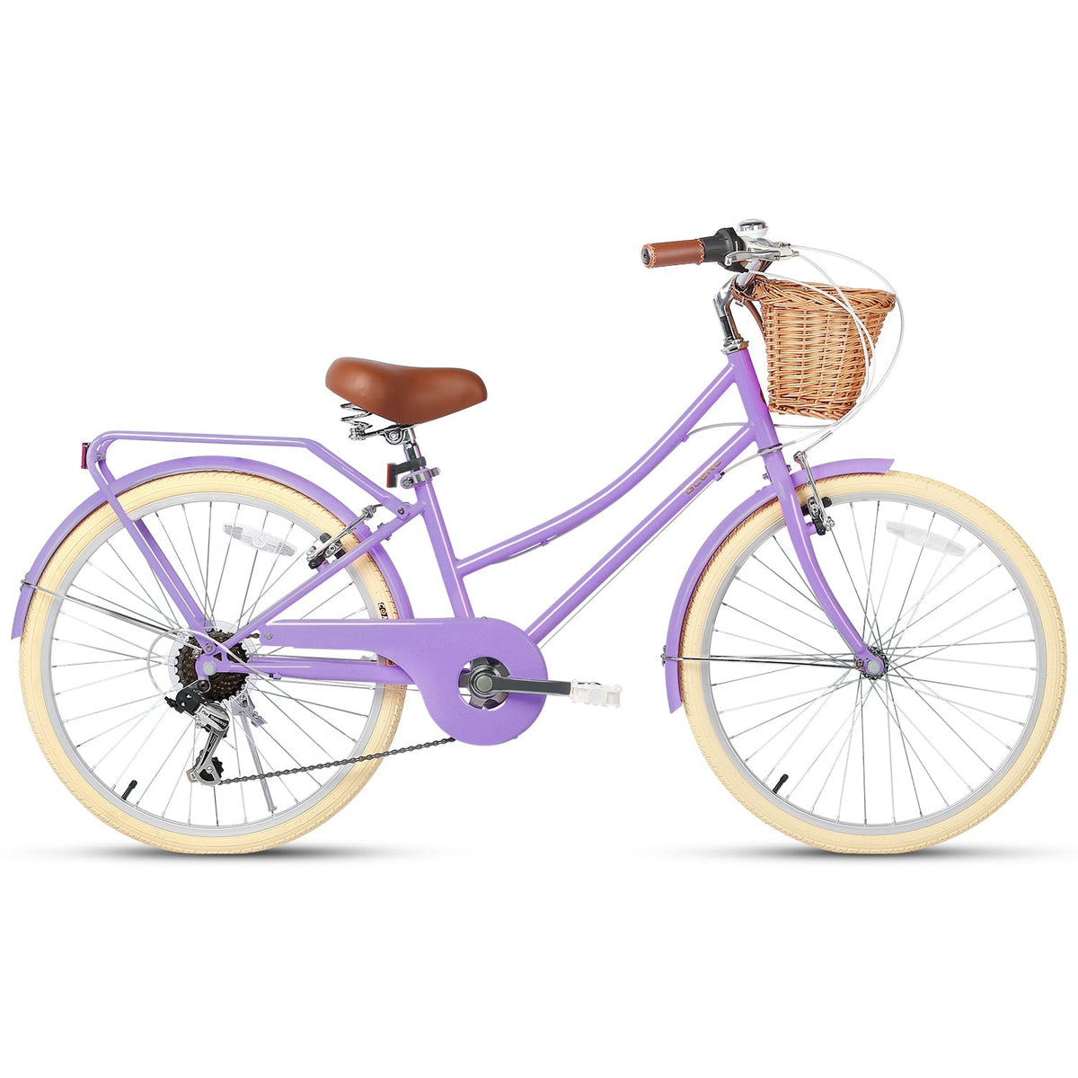 Glerc 24 Inch Beach Cruiser Hybrid Kids Bike (with Rear Rack) - Missy