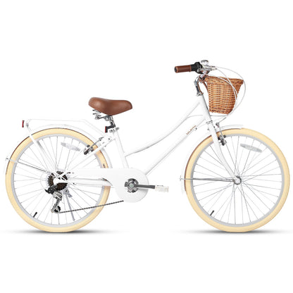 Glerc 24 Inch Beach Cruiser Hybrid Kids Bike (with Rear Rack) - Missy