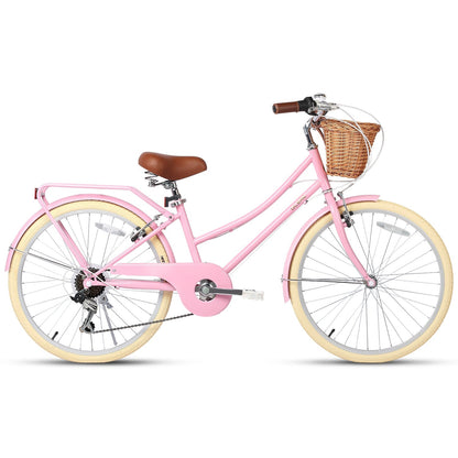Glerc 24 Inch Beach Cruiser Hybrid Kids Bike (with Rear Rack) - Missy