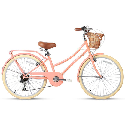 Glerc 24 Inch Beach Cruiser Hybrid Kids Bike (with Rear Rack) - Missy