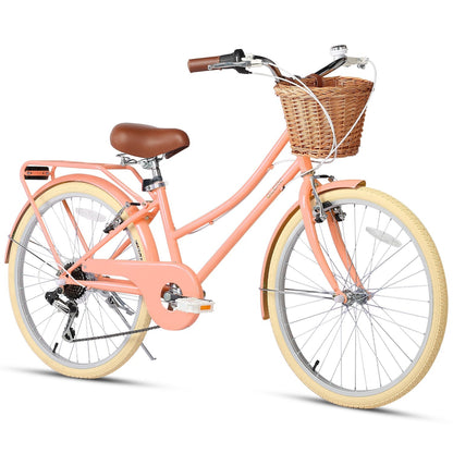 Glerc 24 Inch Beach Cruiser Hybrid Kids Bike (with Rear Rack) - Missy