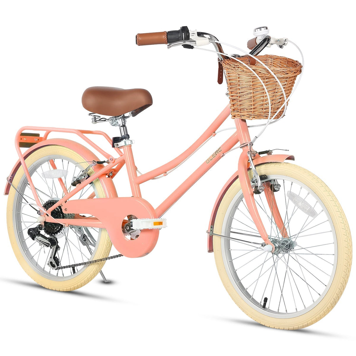 Glerc 20 Inch Beach Cruiser Hybrid Kids Bike with Rear Rack - Missy