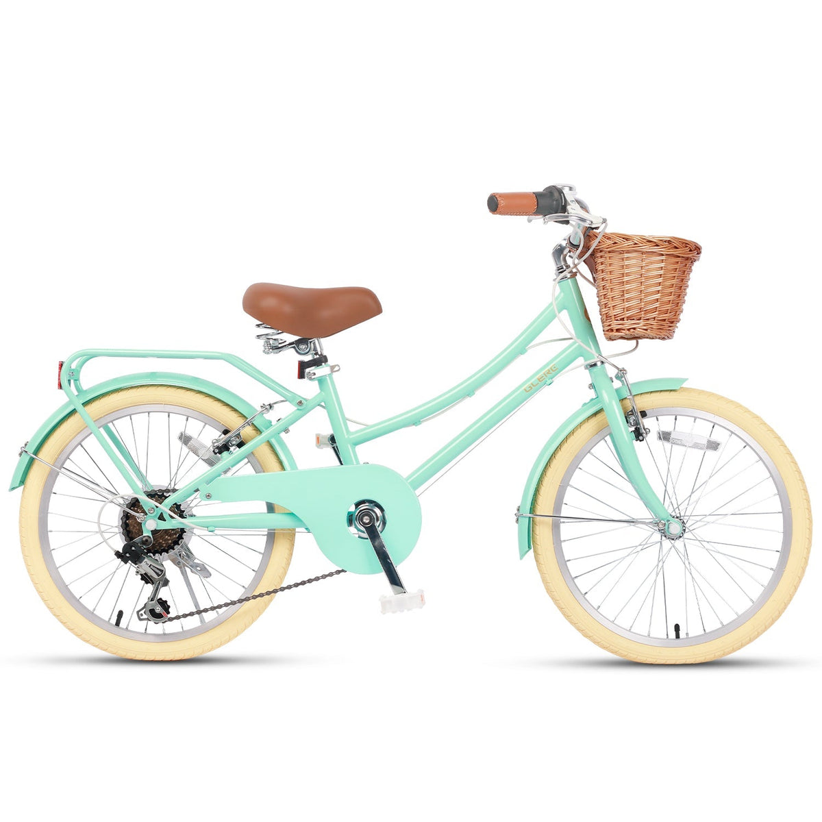 Glerc 20 Inch Beach Cruiser Hybrid Kids Bike with Rear Rack - Missy