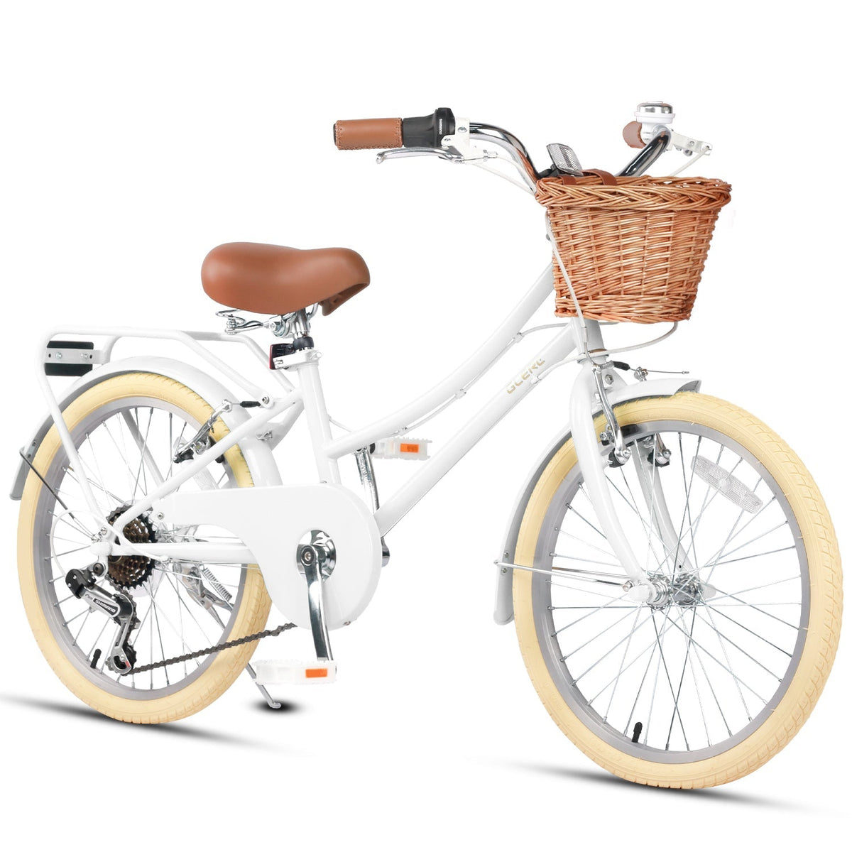 Glerc 20 Inch Beach Cruiser Hybrid Kids Bike with Rear Rack - Missy