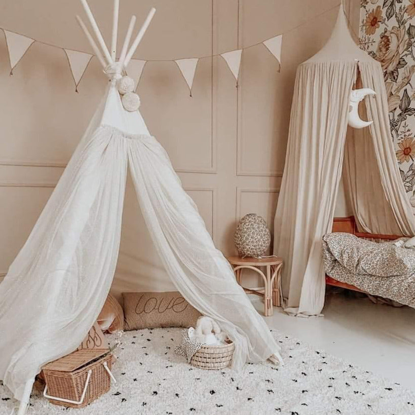 MINICAMP Fairy Kids Play Tent with Tulle in Ecru