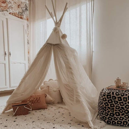 MINICAMP Fairy Kids Play Tent with Tulle in Ecru