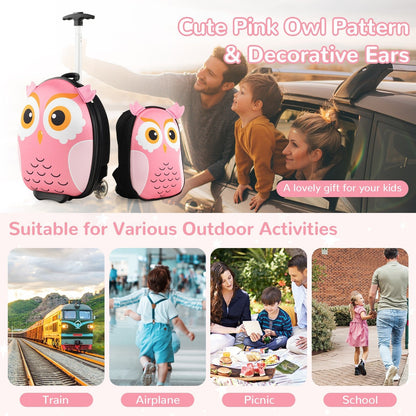 Kids Luggage Set with 40 cm Kids Carry-on Luggage and 30 cm Backpack-Pink