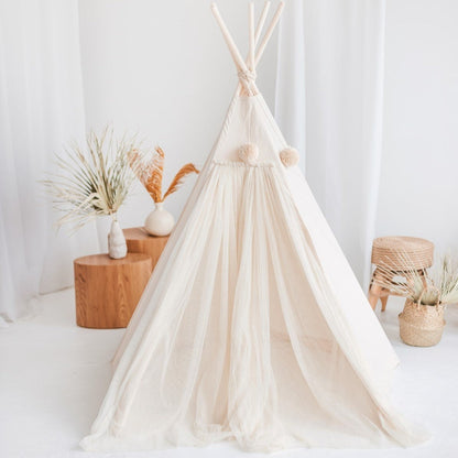 MINICAMP Fairy Kids Play Tent with Tulle in Ecru