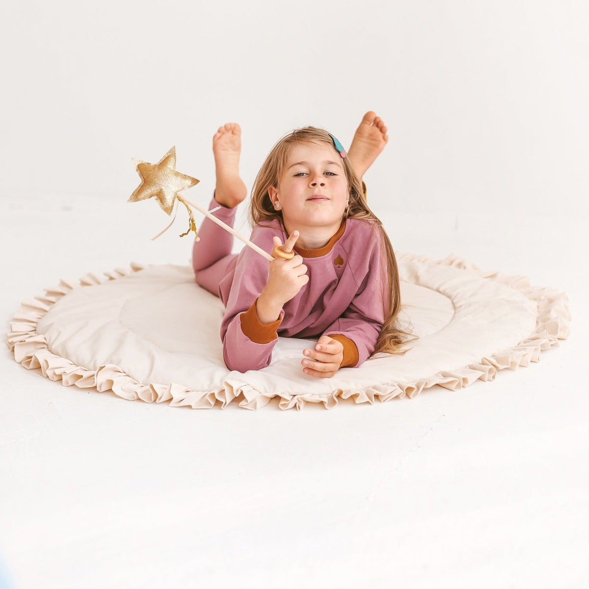 MINICAMP Kids Playmat with Ruffled Border in Ecru