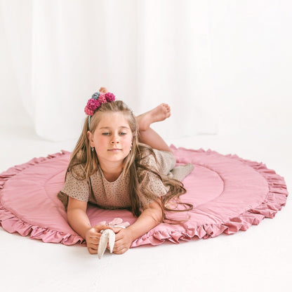 MINICAMP Kids Playmat with Ruffled Border in Rose