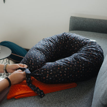 MINICAMP C-Shape Nursing & Pregnancy Pillow with Organic Navy Blue Cover | Kapok or PES Filling
