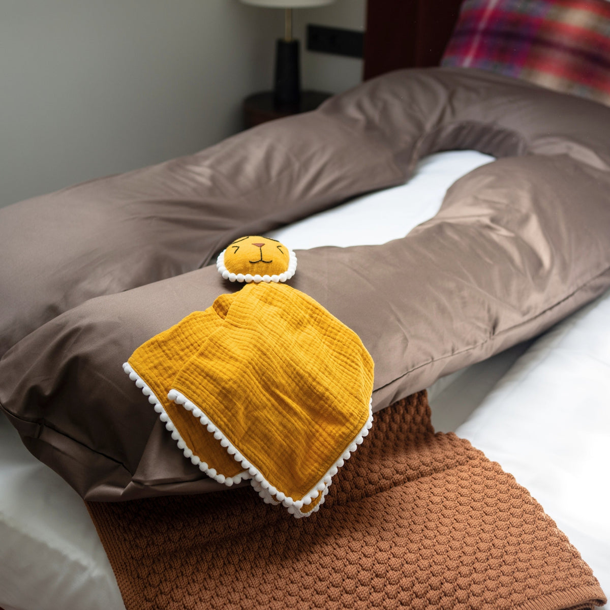 MINICAMP U-Shaped Comfort Pillow with Natural Sateen Cotton Cover in Cacao | Kapok or PES Filling