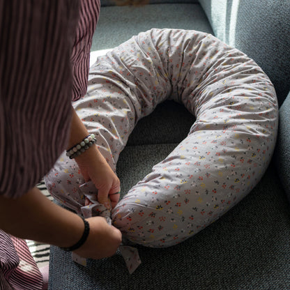 MINICAMP C-Shape Nursing & Pregnancy Pillow with Organic Grey Cover | Kapok or PES Filling
