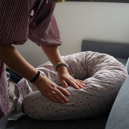 MINICAMP C-Shape Nursing & Pregnancy Pillow with Organic Grey Cover | Kapok or PES Filling